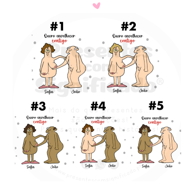 Ilustração de cinco casais em abraço com texto 