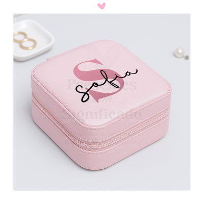 Caixa rosa para joias com o nome Sofia