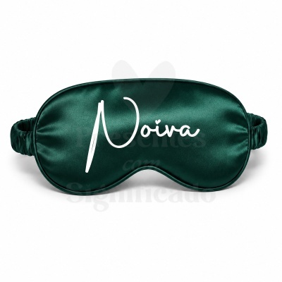 Máscara de dormir verde escura com a palavra Noiva em branco