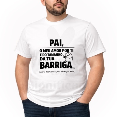 Camisola branca com texto e ilustração em preto para pai