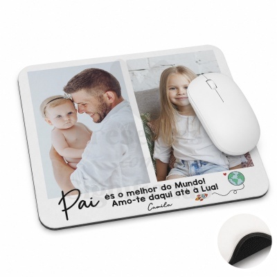 Tapete de rato personalizado com fotografias de família e mensagem para o pai