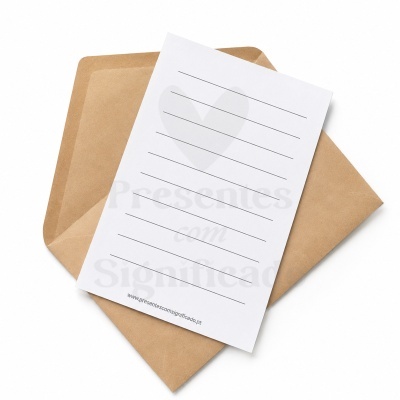 Conjunto folha de papel branca com linhas pretas e envelope castanho reciclado