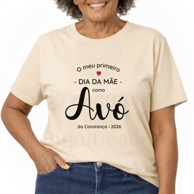 Camisola bege com texto de dia da mãe para avó 2026