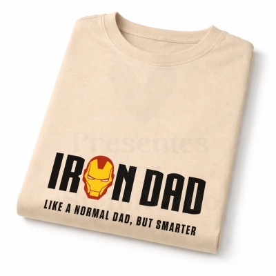 Camisola bege com estampa Iron Dad e capacete do Homem de Ferro