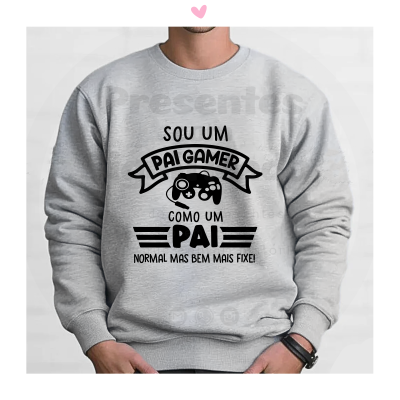 Sweatshirt cinzenta com texto e gráfico preto frontal