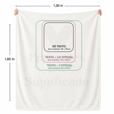Manta branca texturizada com marcações para personalização e medidas 1,60 m x 1,30 m
