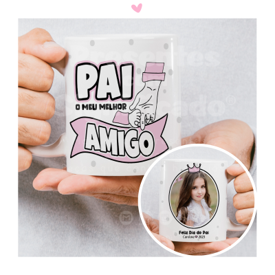 Caneca branca personalizada com texto e foto para o Dia do Pai