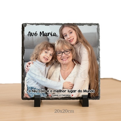 Placa decorativa com fotografia e texto para Avó Maria