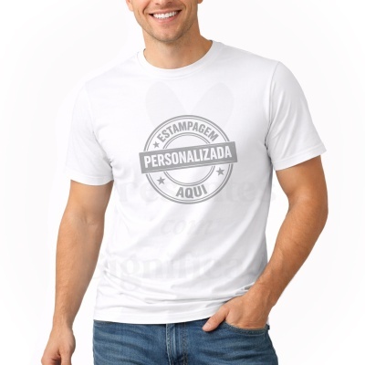 T-shirt branca com estampagem personalizada cinza