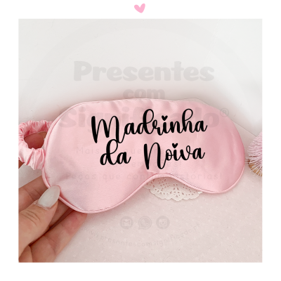 Máscara de dormir cor-de-rosa com texto 