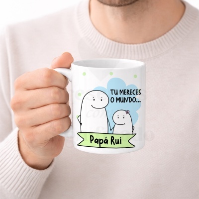 Caneca branca com design e texto personalizado para presente