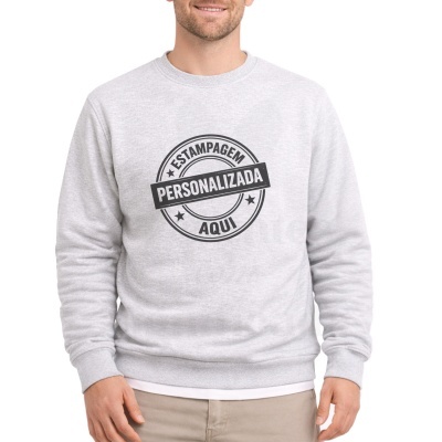 Sweatshirt cinzenta clara com estampa preta personalizada