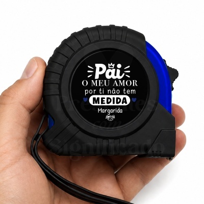 Trena preta e azul com texto de amor para o pai