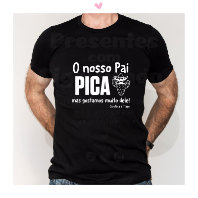 Camiseta preta com texto branco e ilustração de pimentão