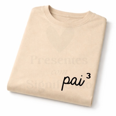 T-shirt bege com impressão pai³ preta
