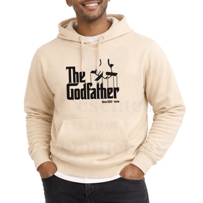 Sweatshirt bege com estampa preta The Godfather e capuz