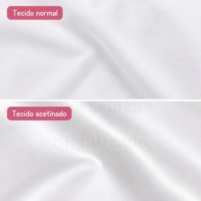 Comparação entre tecido normal e tecido acetinado branco