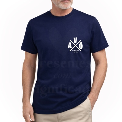 T-shirt azul escuro com design branco AVÔ do Martim e da Ema