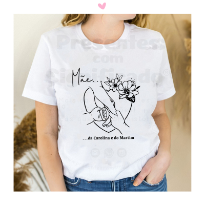 T-shirt branca com desenho e texto para mãe