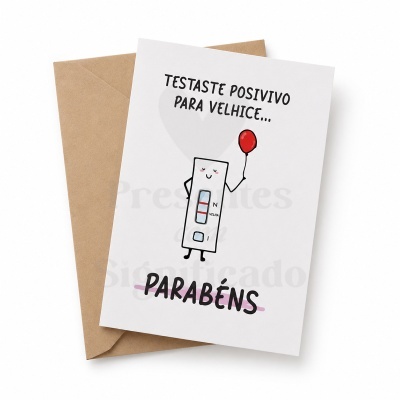Cartão ilustrativo com teste rápido e texto em português