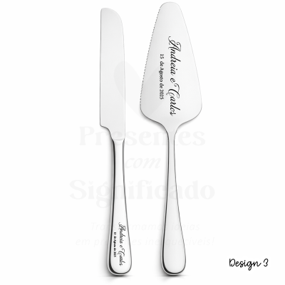 Utensílios para bolo com gravação personalizada