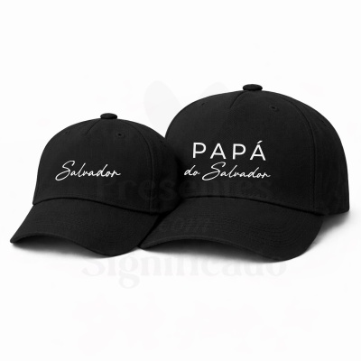 Bonés pretos com texto branco Salvador e PAPÁ do Salvador
