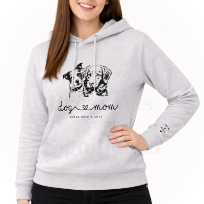 Sweatshirt cinzenta com desenho de cães e texto