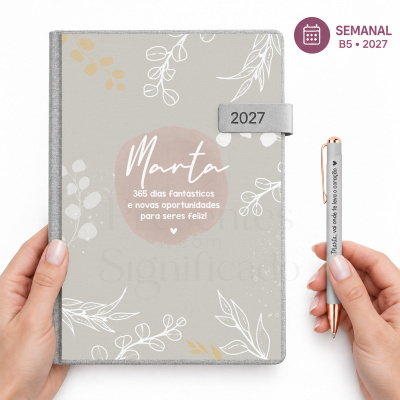 Agenda semanal personalizada com caneta