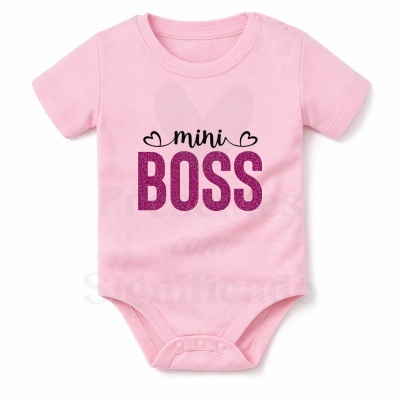 Body rosa de bebé com texto mini BOSS