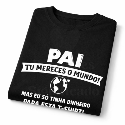 T-shirt preta com texto branco para pai
