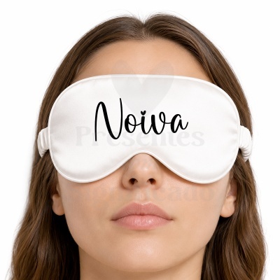 Máscara de dormir branca com texto Noiva
