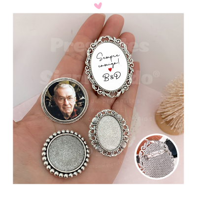 Molduras redondas prateadas decorativas para fotos ou mensagens
