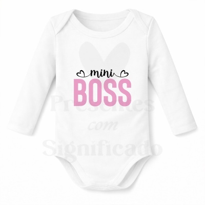 Body de bebé branco com texto mini BOSS em rosa e preto