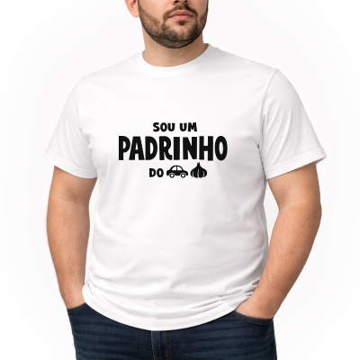 T-shirt branca estampada com frase e ícones em preto