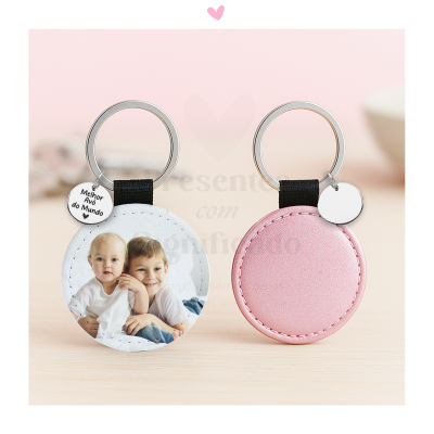 Conjunto de porta-chaves redondos com imagem de crianças e texto Melhor Avó do Mundo