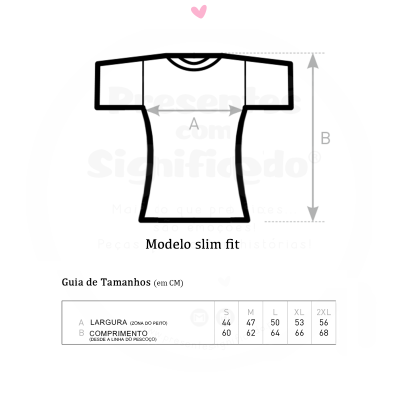 Desenho técnico de t-shirt com guia de tamanhos em centímetros