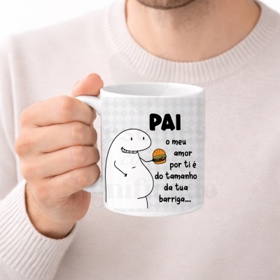 Caneca branca com desenho e texto relacionado com amor ao pai