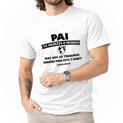 T-shirt branca com texto em preto para Pai