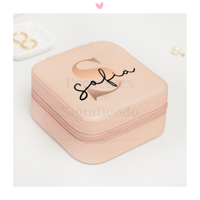 Caixa de armazenamento rosa com nome Sofia