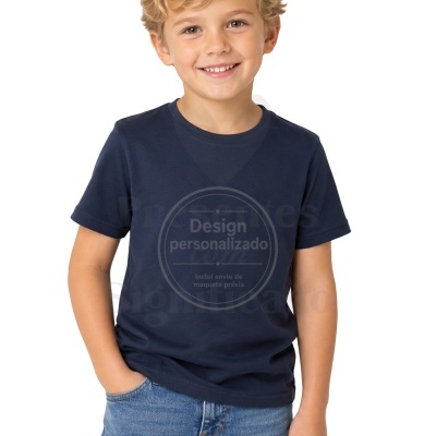 Camiseta azul escura personalizada para criança