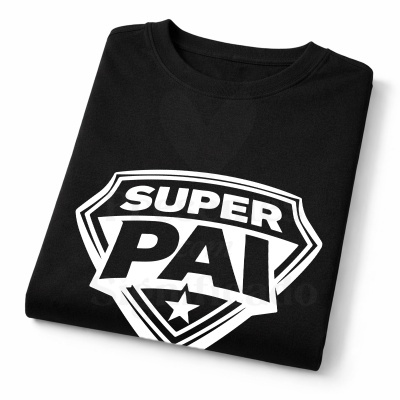 Camisola preta com estampa branca SUPER PAI