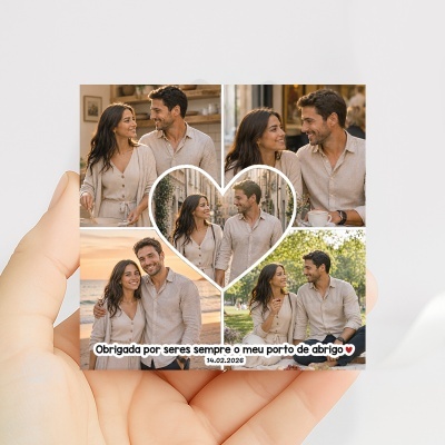 Colagem de fotos de um casal com texto personalizado