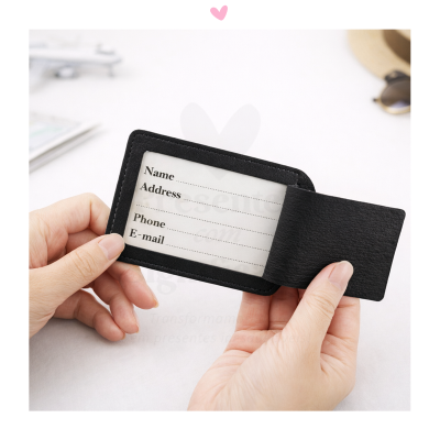 Carteira de cartão preta com janela para identificação