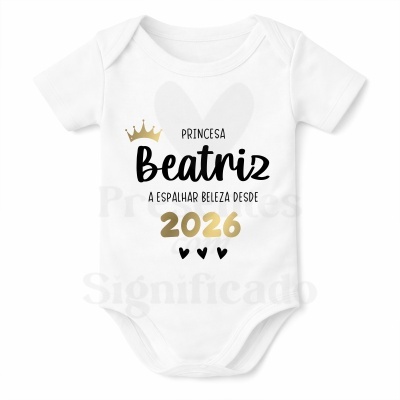 Body branco para bebé com texto e coroa dourada