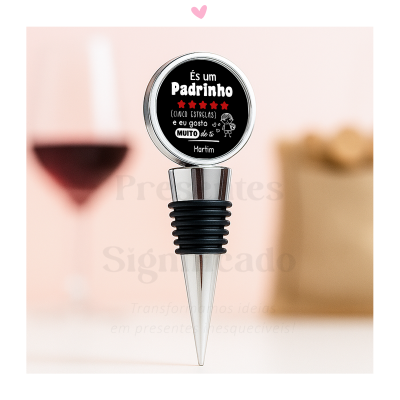 Tampa de garrafa personalizada com texto para padrinho