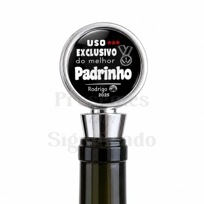 Tampa de garrafa personalizada com texto para padrinho