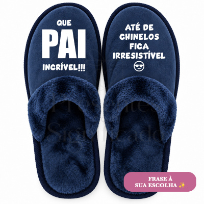 chinelos azuis com texto para pai