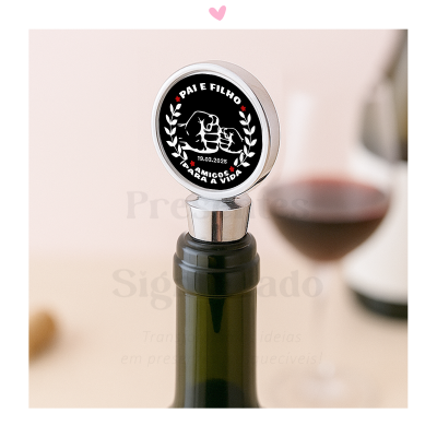 Tampa para garrafa decorada com tema pai e filho