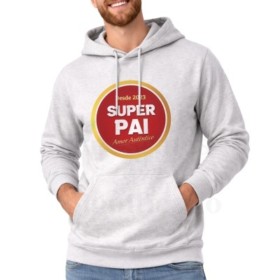Sweatshirt cinzenta com impressão branca e vermelha SUPER PAI no peito