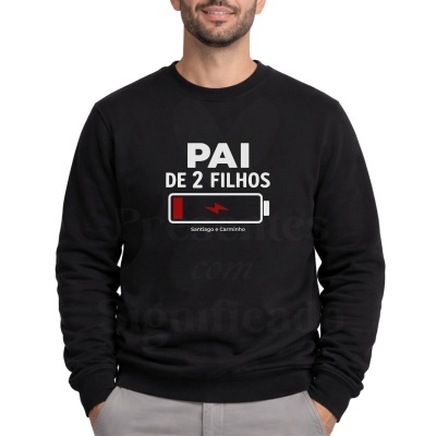 Camisola preta com design Pai de 2 filhos e nomes Santiago e Carminho